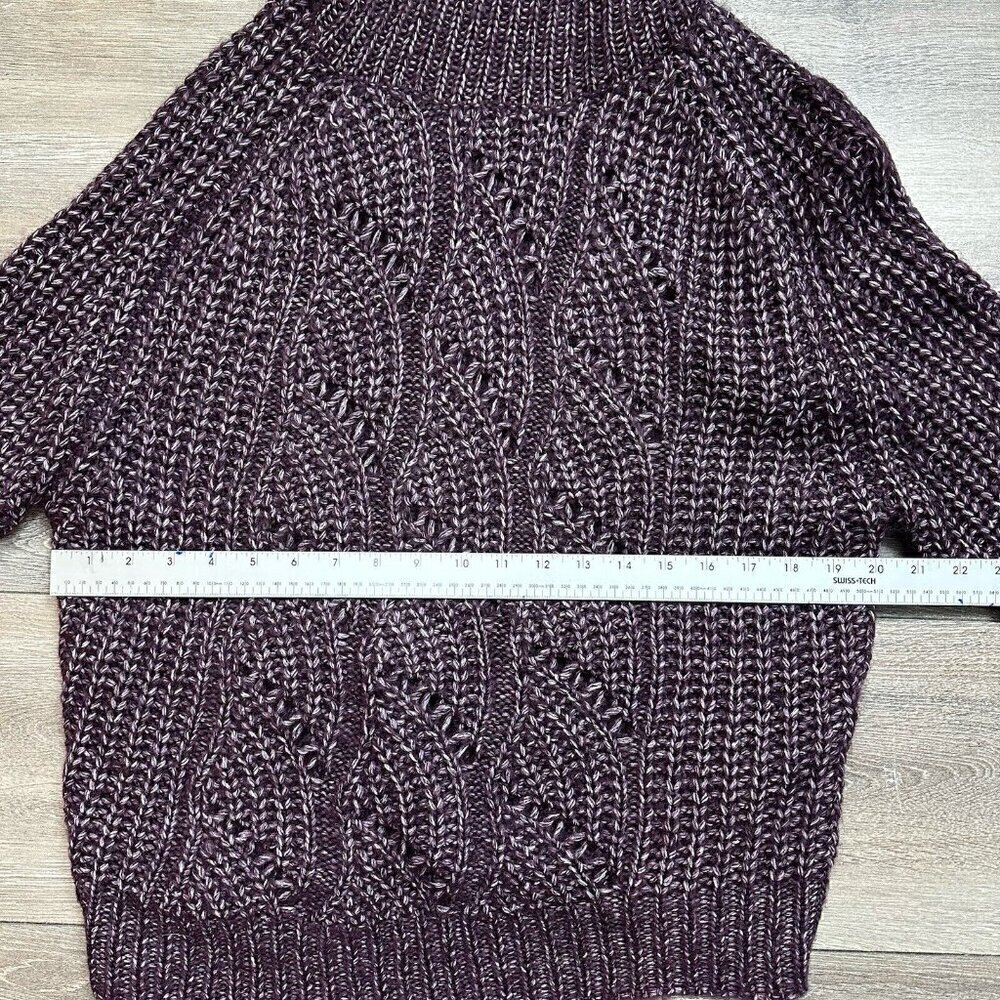 Dynamite Womens Long Sleeves Turtleneck Stitch Sweater Purple Cotton Size Small - Picture 5 of 6